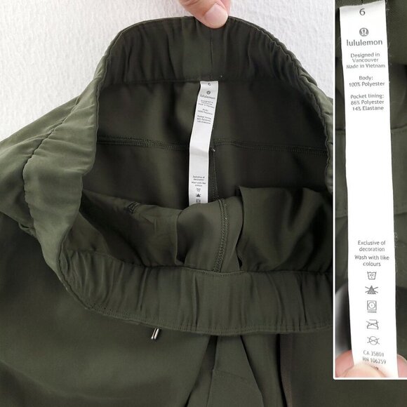 Lululemon On The Fly Pants 26" W5BM4S Lightweight Wrinkle Free Green Size 6 - Picture 4 of 11